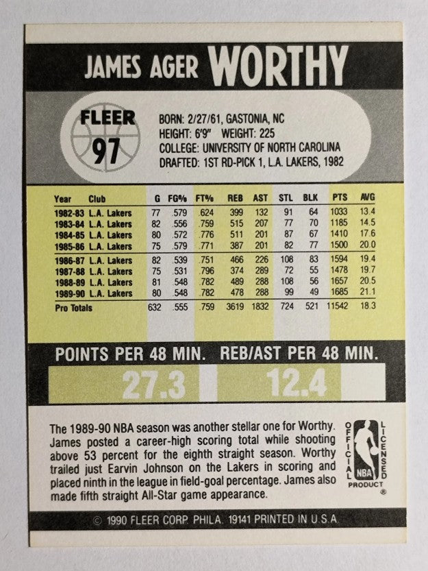 1990-91 Fleer #97 James Worthy