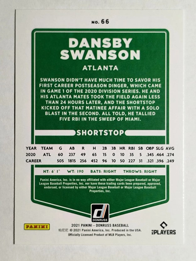 2021 Donruss #66 Dansby Swanson