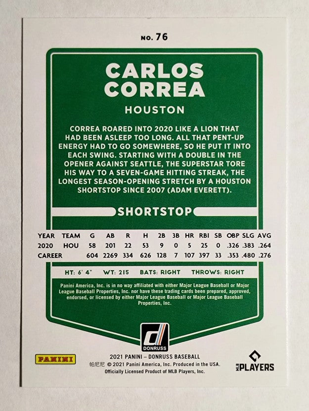 2021 Donruss #76 Carlos Correa