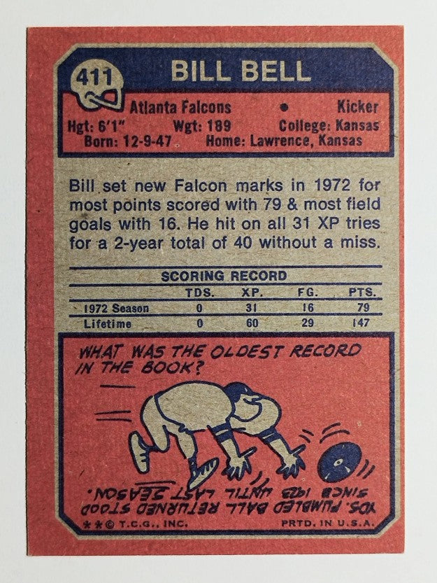 1973 Topps #411 Bill Bell K RC (EXMT)