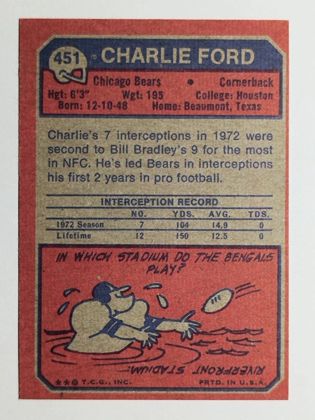 1973 Topps #451 Charlie Ford RC (EXMT)