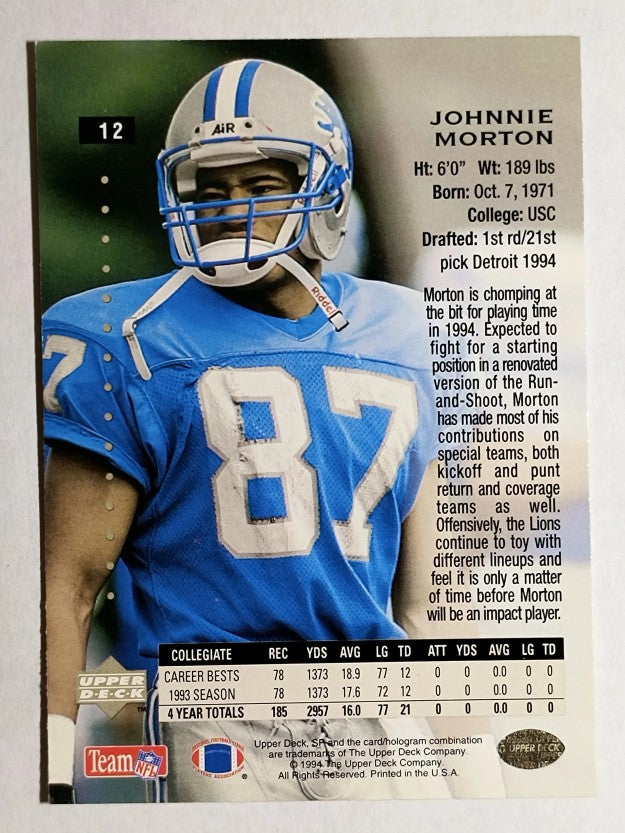 1994 SP #12 Johnnie Morton RC
