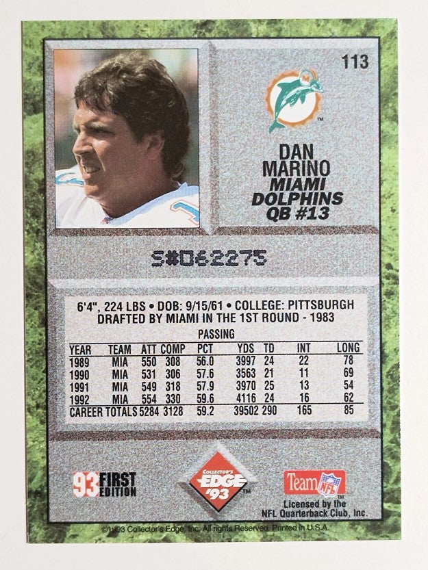 1993 Collector's Edge #113 Dan Marino