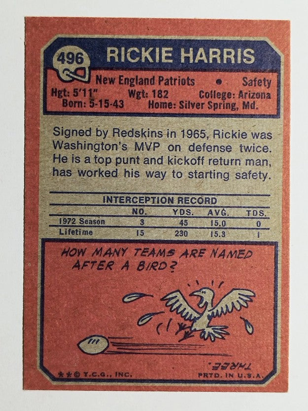 1973 Topps #496 Rickie Harris (EXMT)