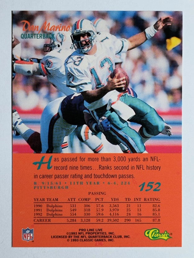 1993 Pro Line Live #152 Dan Marino