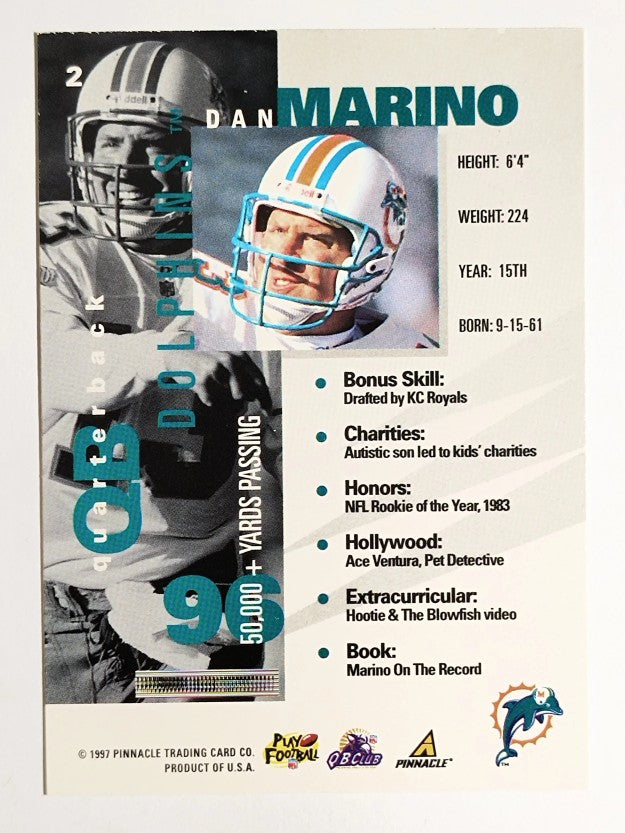 1997 Pinnacle Inside #2 Dan Marino