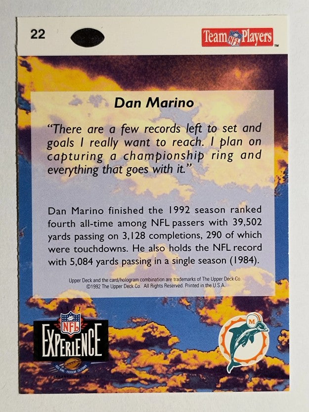 1992-93 Upper Deck NFL Experience #22 Dan Marino