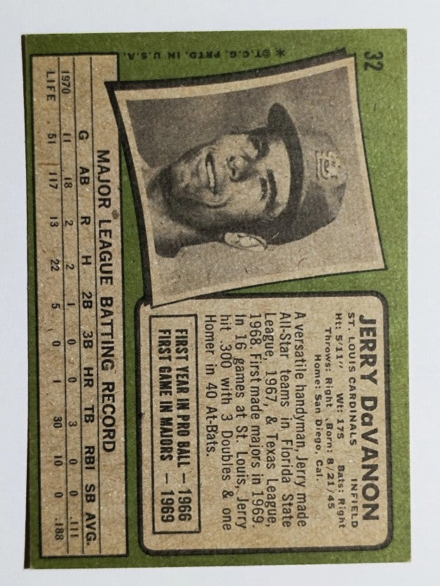 1971 Topps #32 Jerry DaVanon (EX)