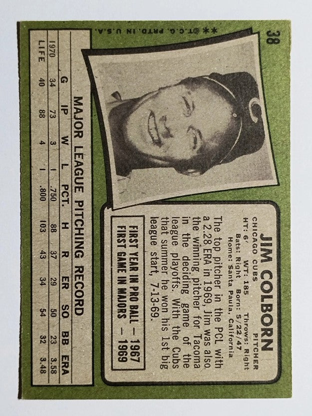 1971 Topps #38 Jim Colborn RC (EX)