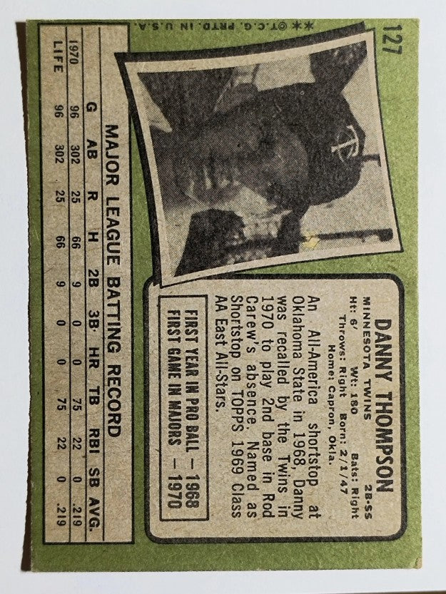 1971 Topps #127 Danny Thompson RC (GOOD)