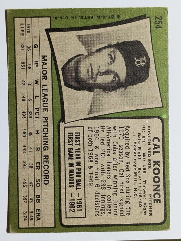 1971 Topps #254 Cal Koonce (VG)