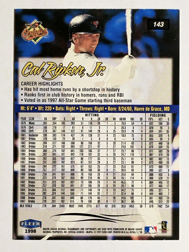 1998 Ultra #143 Cal Ripken
