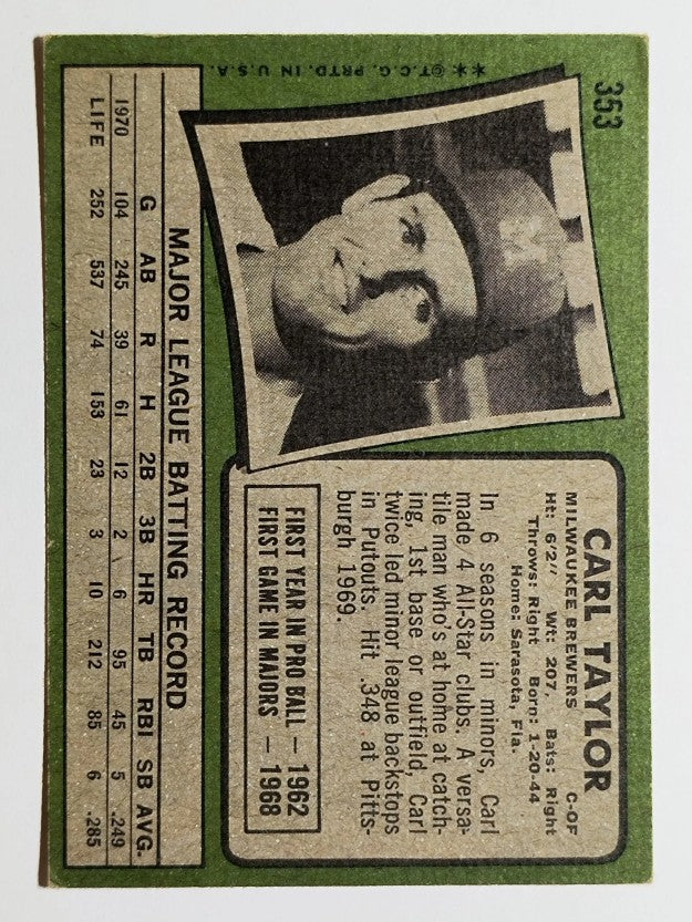 1971 Topps #353 Carl Taylor (VGEX)
