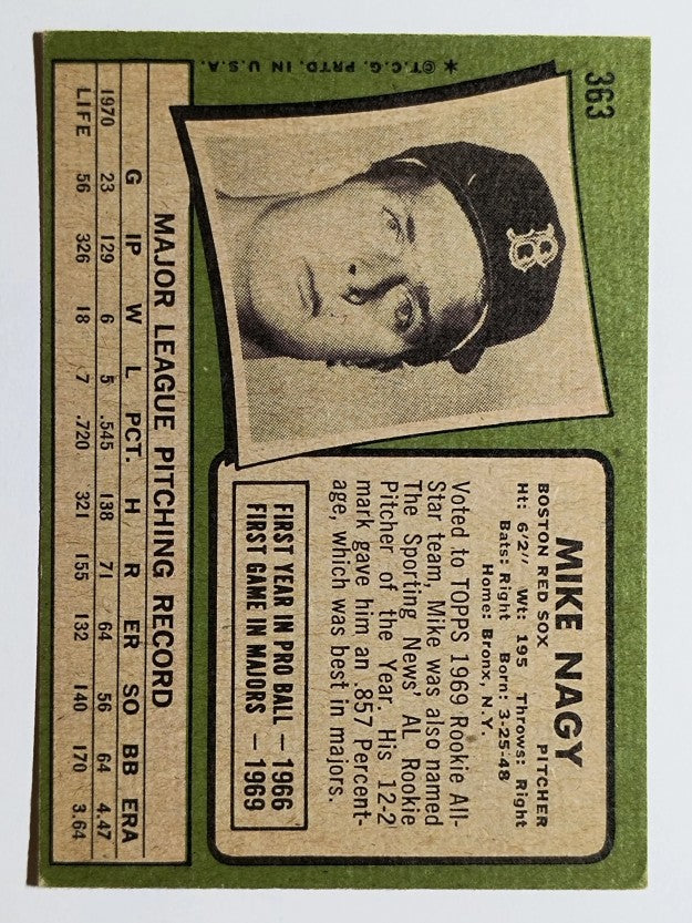 1971 Topps #363 Mike Nagy (VGEX)