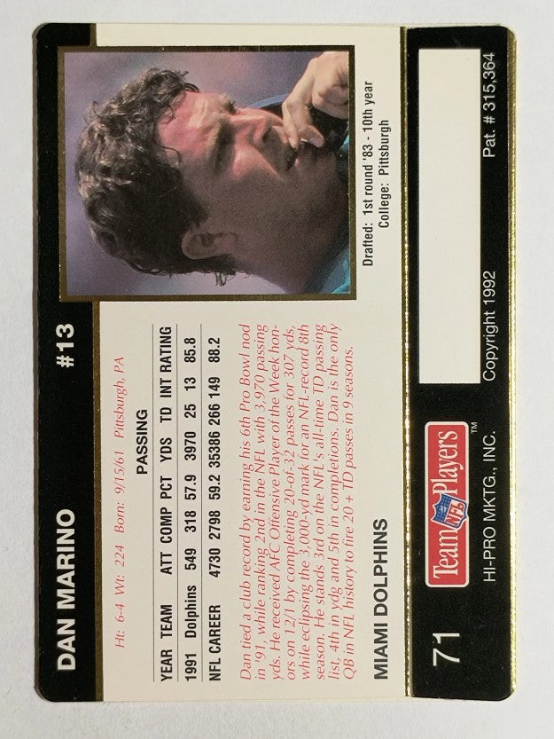 1992 Action Packed Rookie Update #71 Dan Marino
