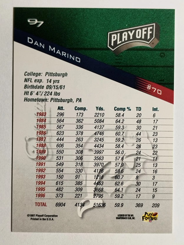 1997 Playoff Zone #70 Dan Marino