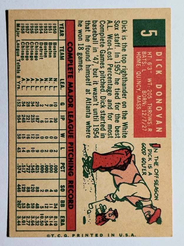 1959 Topps #5 Dick Donovan (EXMT)