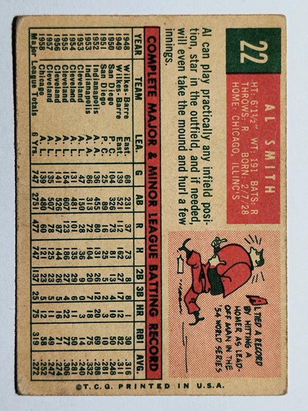 1959 Topps #22 Al Smith (VG)