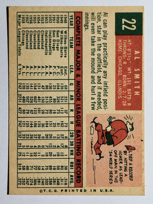 1959 Topps #22 Al Smith (VGEX)