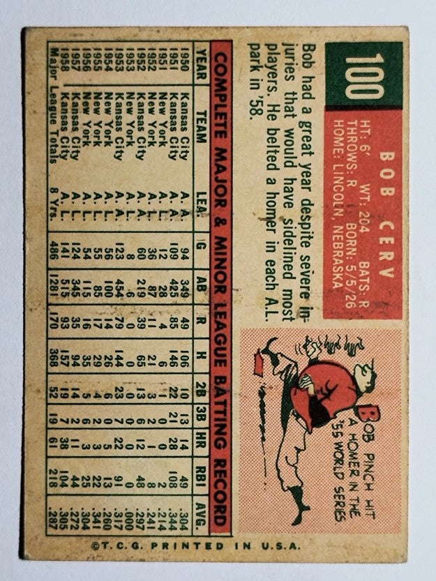 1959 Topps #100 Bob Cerv (VGEX)