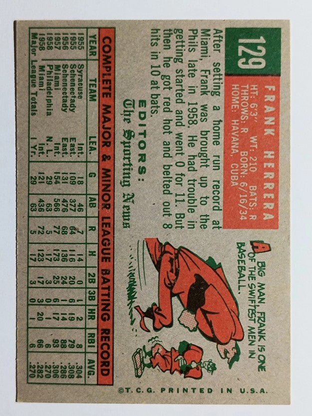 1959 Topps #129 Frank Herrera RS (EXMT)
