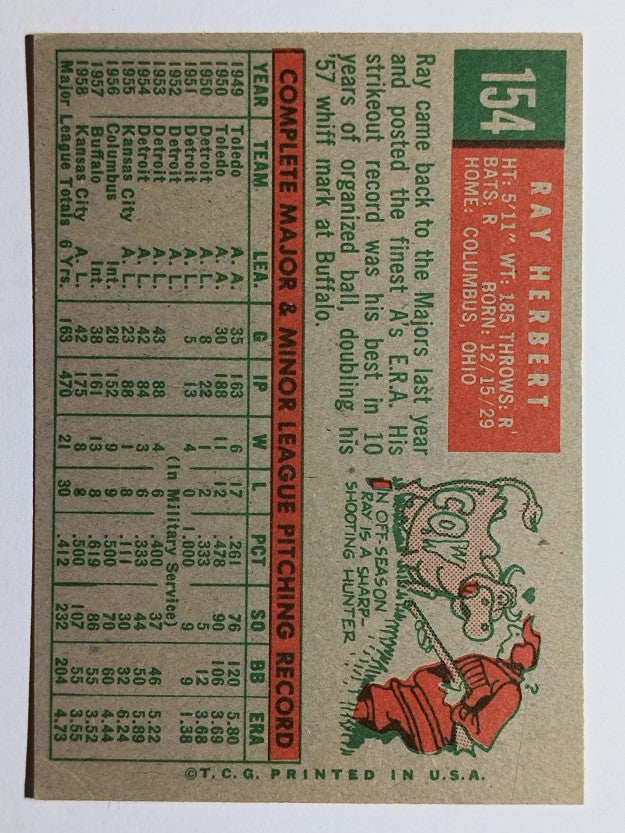 1959 Topps #154 Ray Herbert (VGEX)