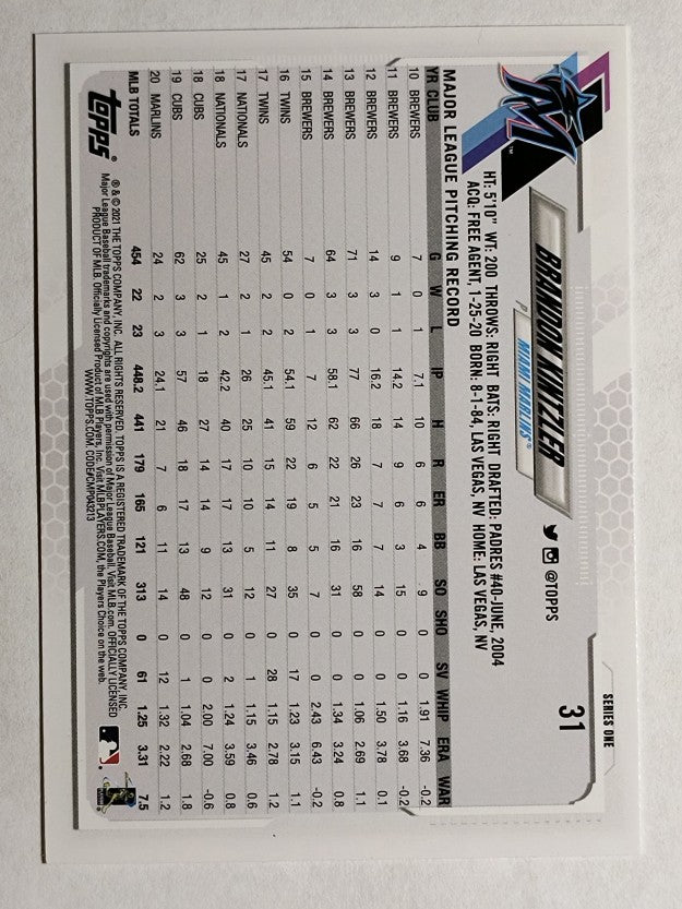 2021 Topps #31 Brandon Kintzler