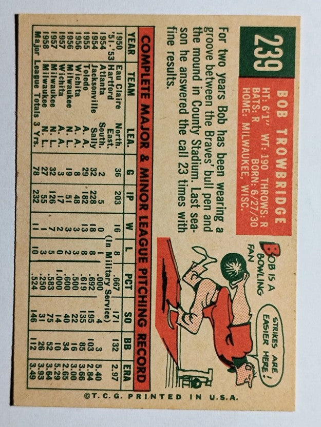 1959 Topps #239 Bob Trowbridge (VGEX)
