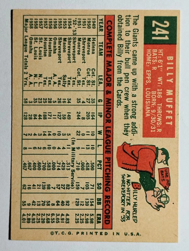 1959 Topps #241 Billy Muffett (EX)