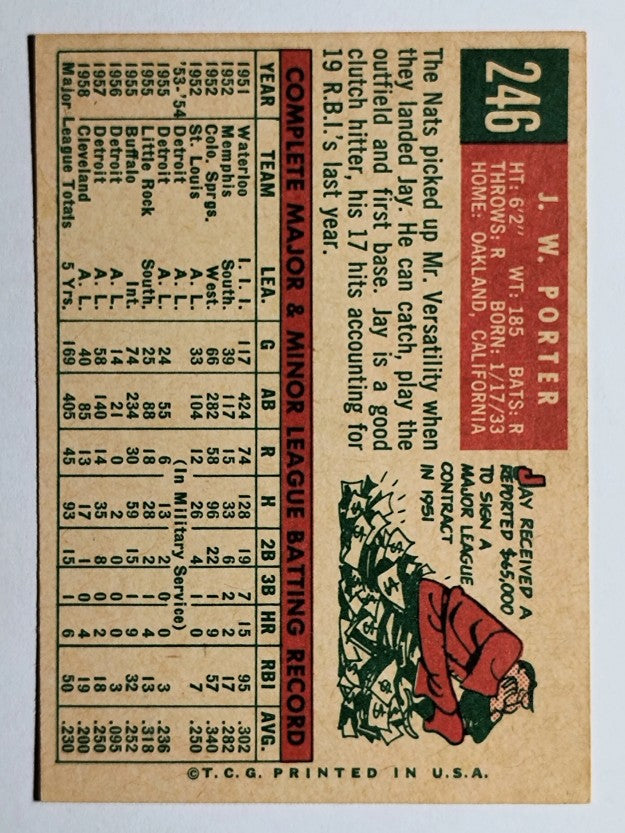 1959 Topps #246 J.W. Porter (EXMT)