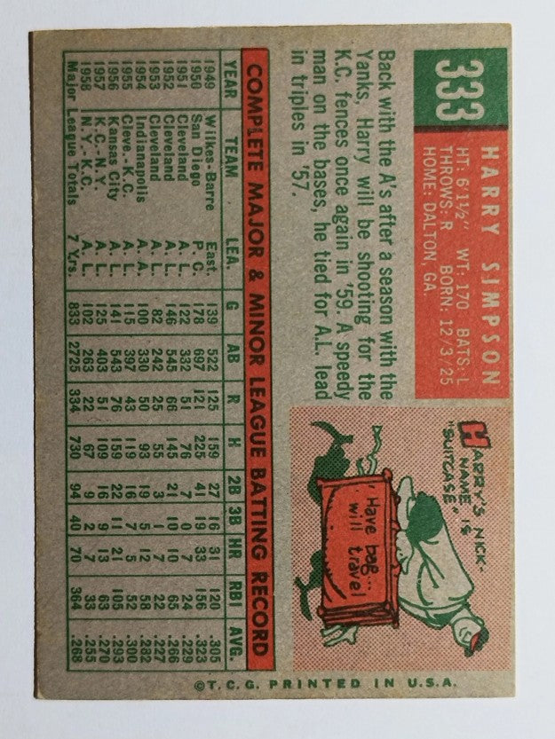 1959 Topps #333 Harry Simpson (VG)