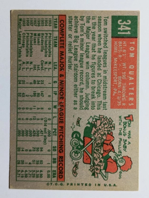 1959 Topps #341 Tom Qualters (VGEX)