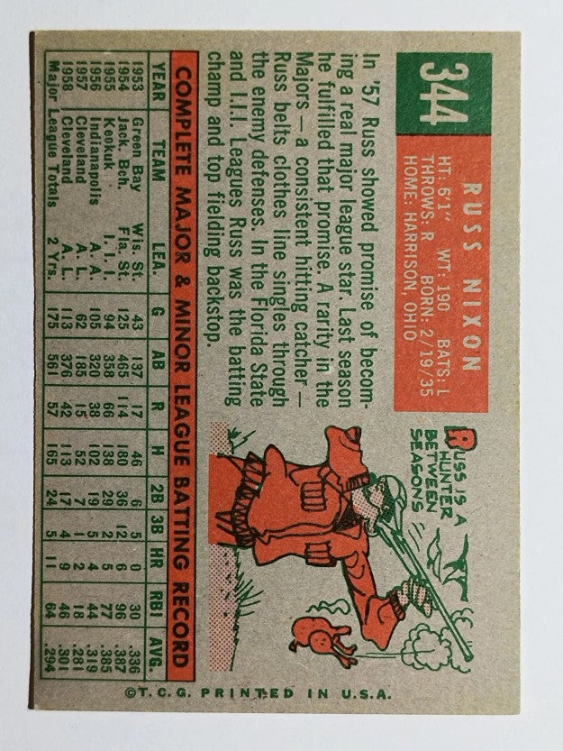 1959 Topps #344 Russ Nixon (VG)