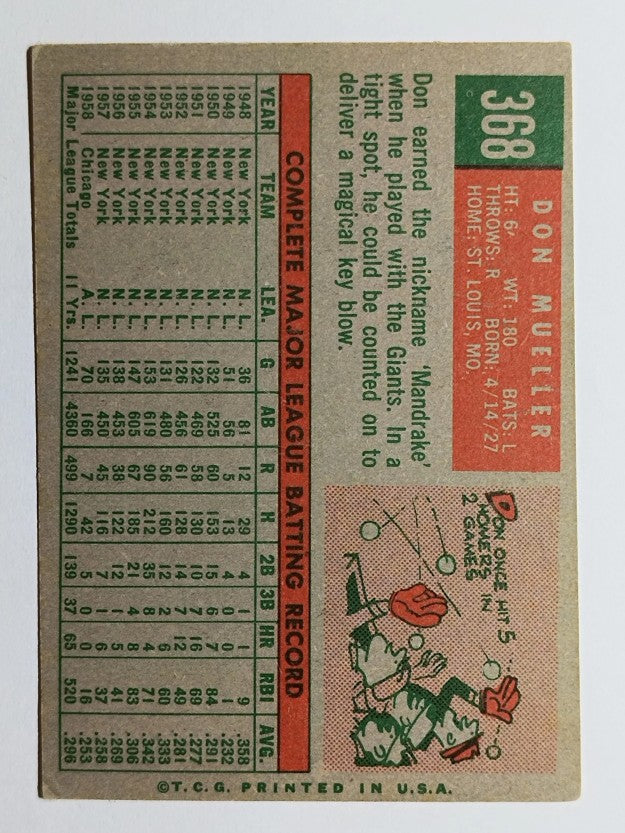 1959 Topps #368 Don Mueller (VG)