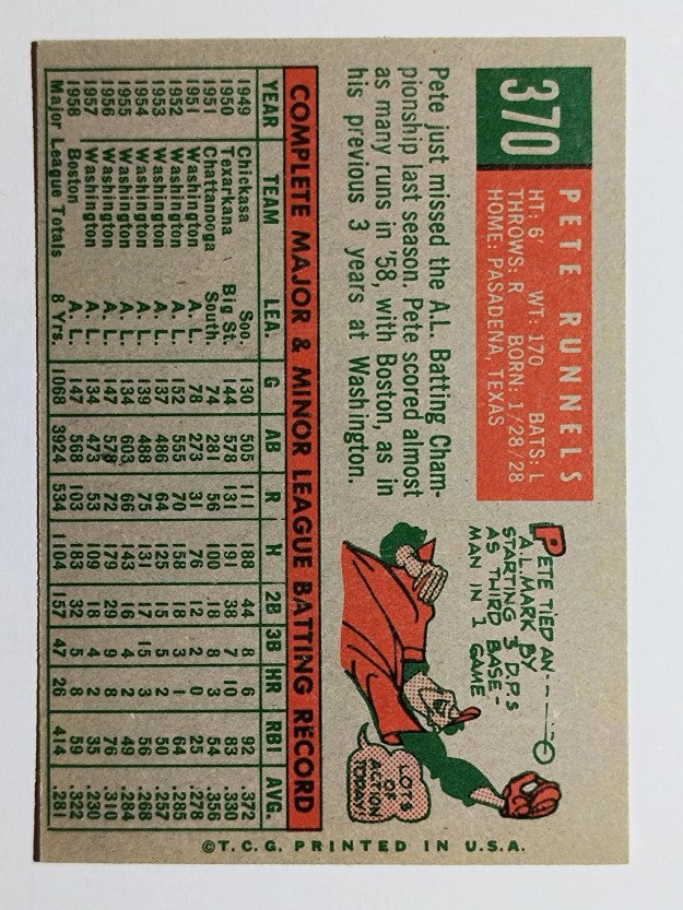 1959 Topps #370 Pete Runnels (VGEX)