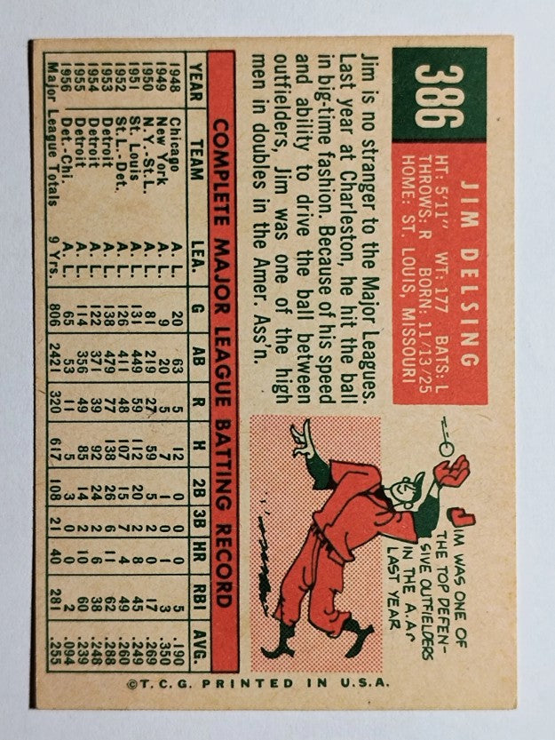 1959 Topps #386 Jim Delsing (EX)