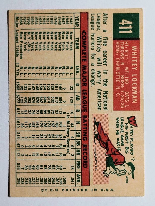 1959 Topps #411 Whitey Lockman (EX)