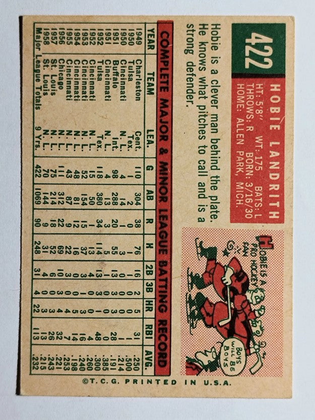 1959 Topps #422 Hobie Landrith (VG)