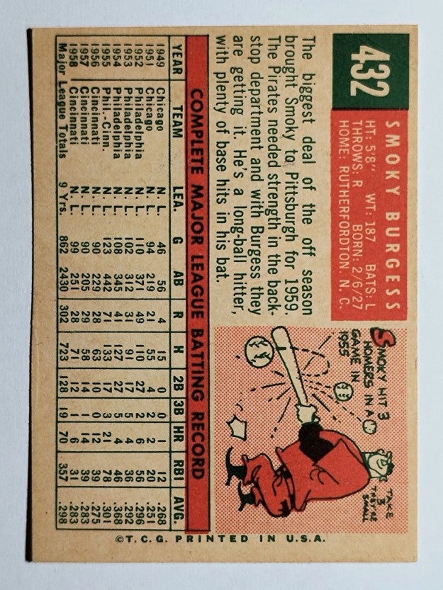 1959 Topps #432 Smoky Burgess (VGEX)