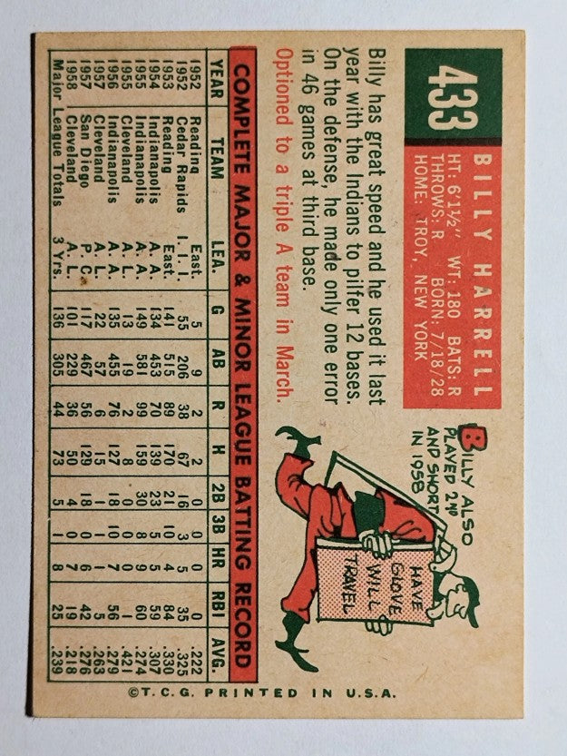1959 Topps #433 Billy Harrell (EXMT)