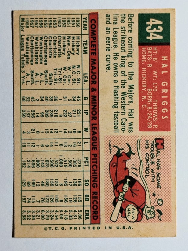 1959 Topps #434 Hal Griggs (EXMT)