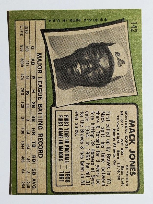 1971 Topps #142 Mack Jones (EX)