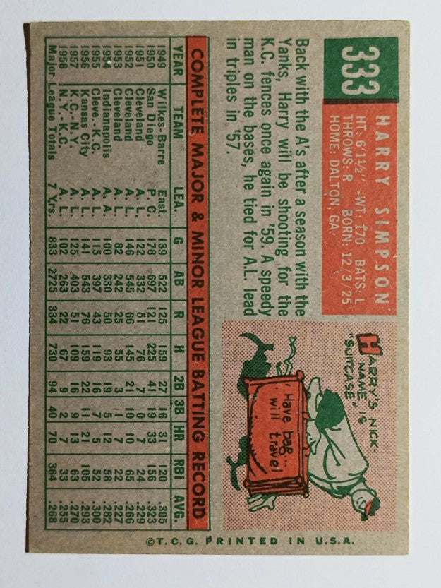 1959 Topps #333 Harry Simpson (VG)