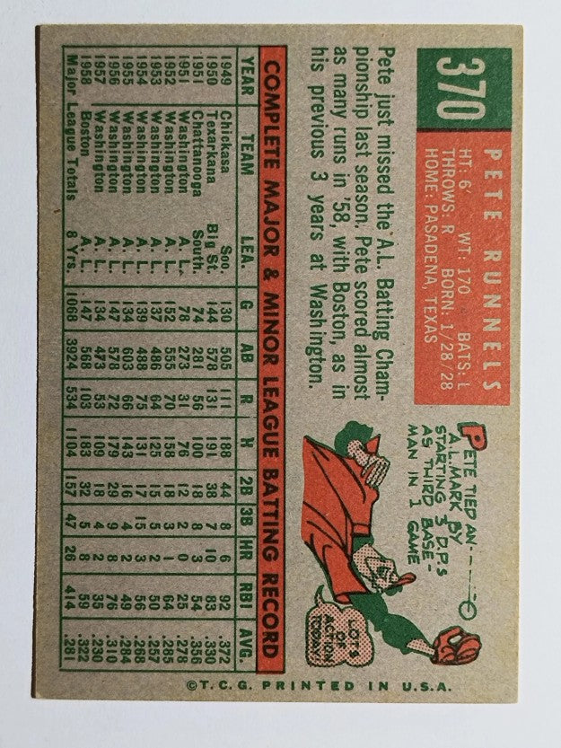 1959 Topps #370 Pete Runnels (VGEX)