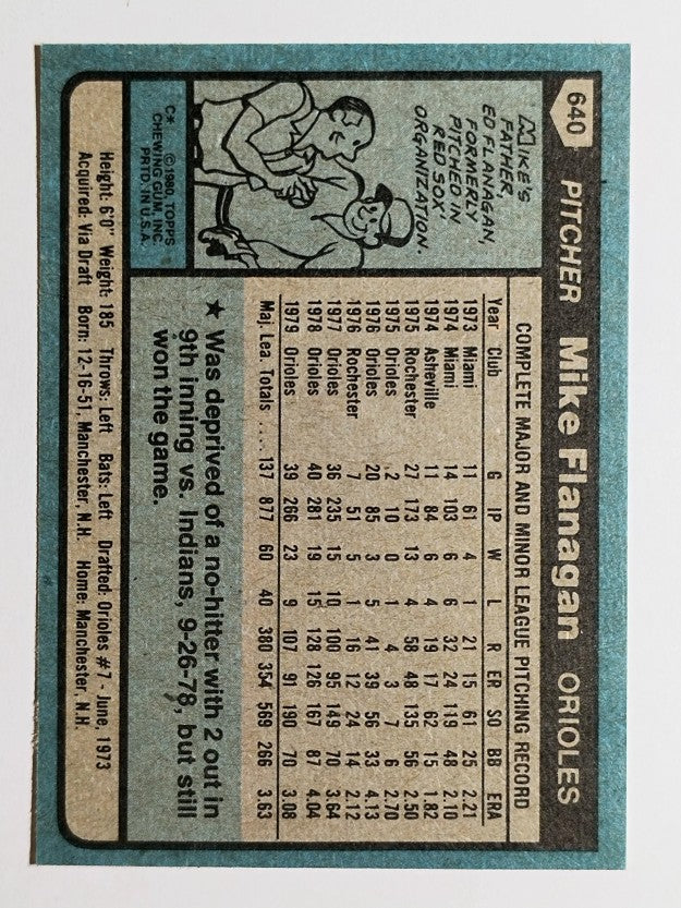 1980 Topps #640 Mike Flanagan (MINT)