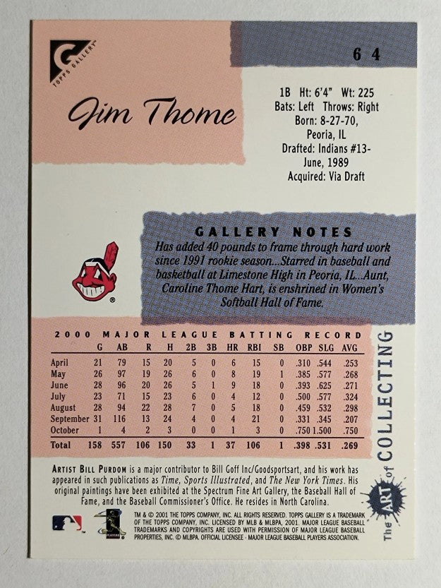 2001 Topps Gallery #64 Jim Thome
