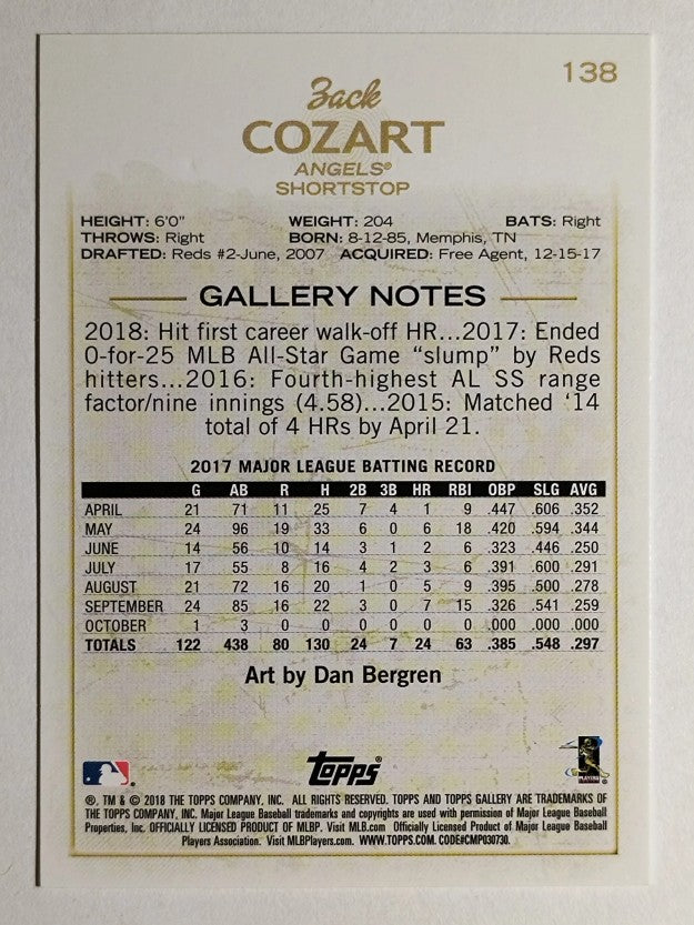 2018 Topps Gallery #138 Zack Cozart