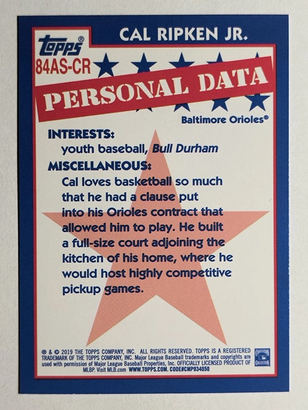 2019 Topps '84 Topps All Stars #84ASCR Cal Ripken Jr.