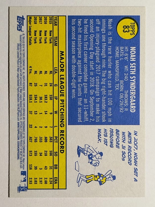 2019 Topps Heritage #83 Noah Syndergaard