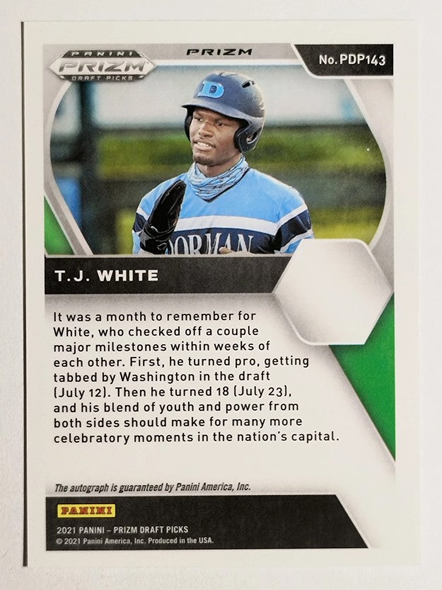 2021 Panini Prizm Draft Picks Base Autographs Prizms Silver #143 T.J. White